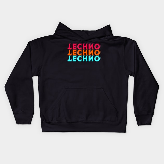 Techno Techno Techno Inverted Typography Kids Hoodie by Gregorous Design